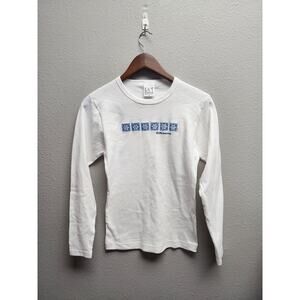 Vintage Womens Sorensen Shirt LAT White Snowflake Graphic Long Sleeve Tee 90s M